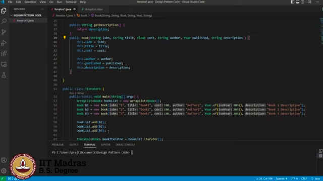 Book constructor and ArrayList