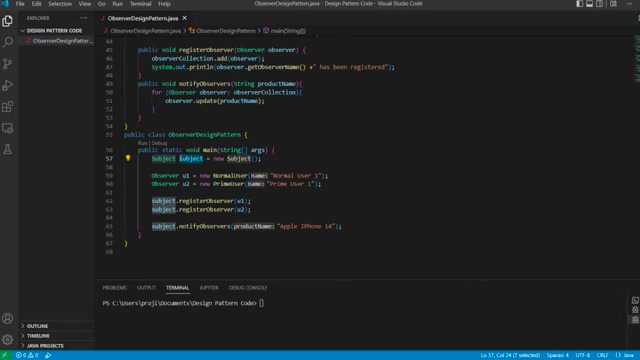 Observer client code